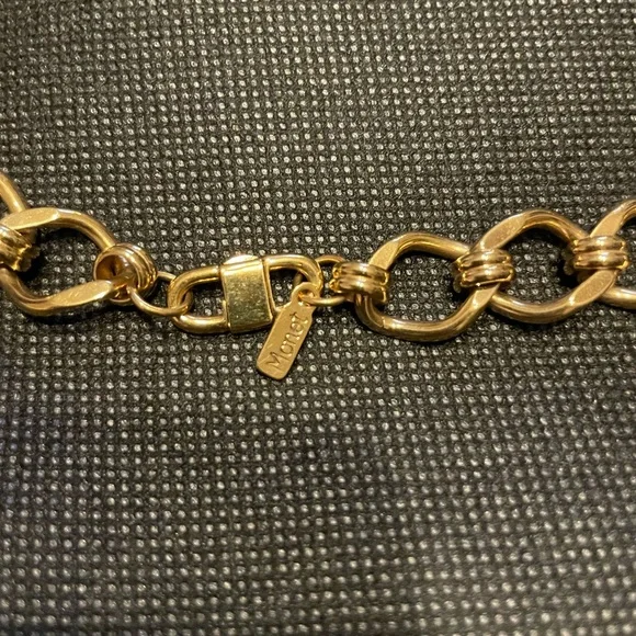 Vintage Signed Monet Choker Necklace Link Wide Curb Chain 18” - Picture 4 of 6